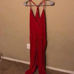 Red tank jump suit